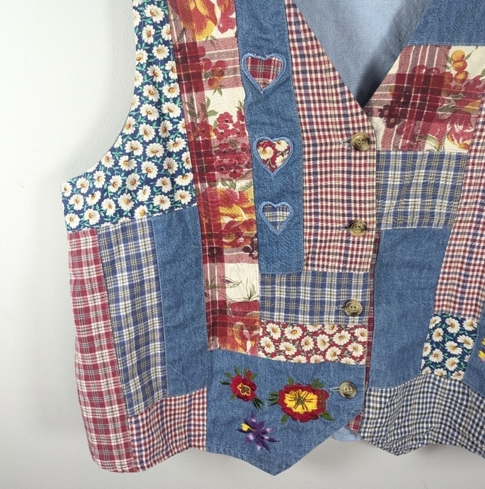 Vintage Casey & Max Patchwork Cottagecore Quilted Grandmacore Vest Size large - Picture 2 of 6
